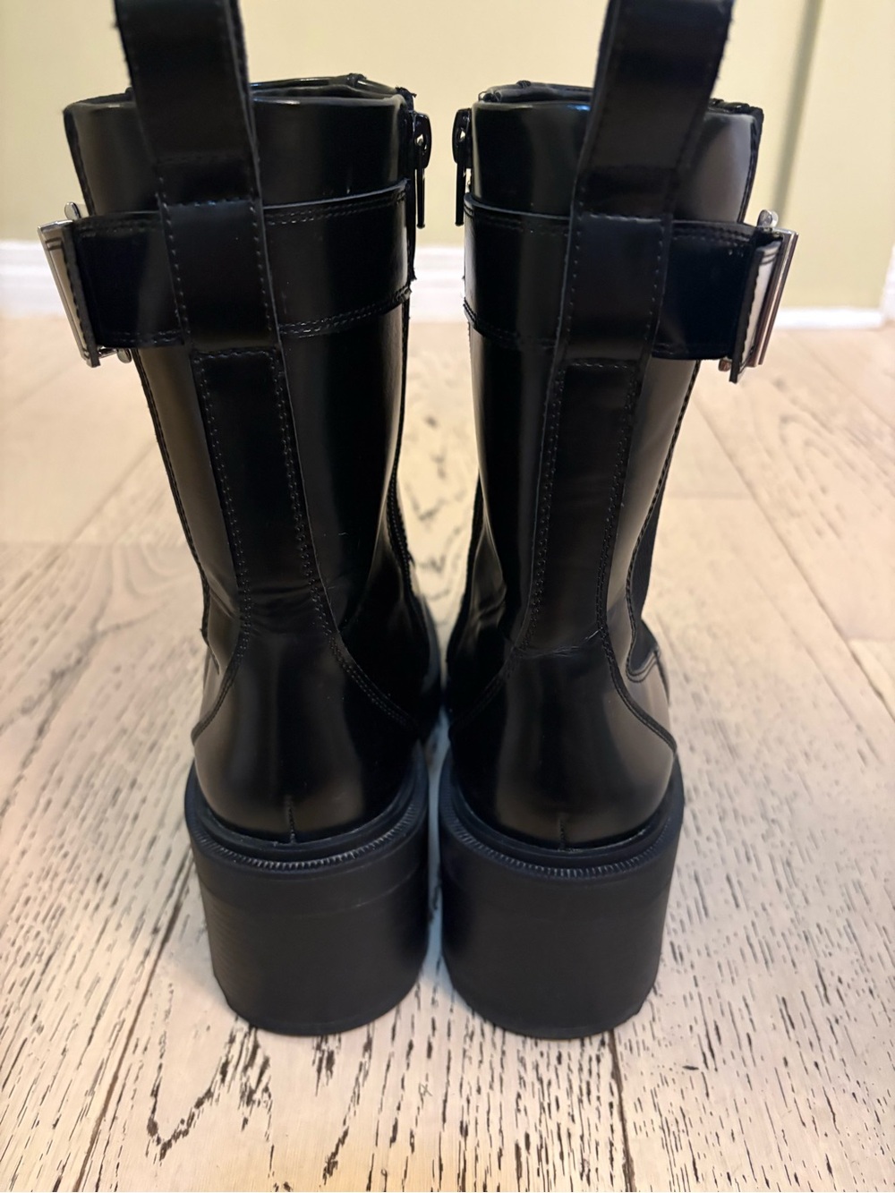 Zara Platform Lug Chelsea Boots with Buckle Strap Size 39 - Picture 8 of 10